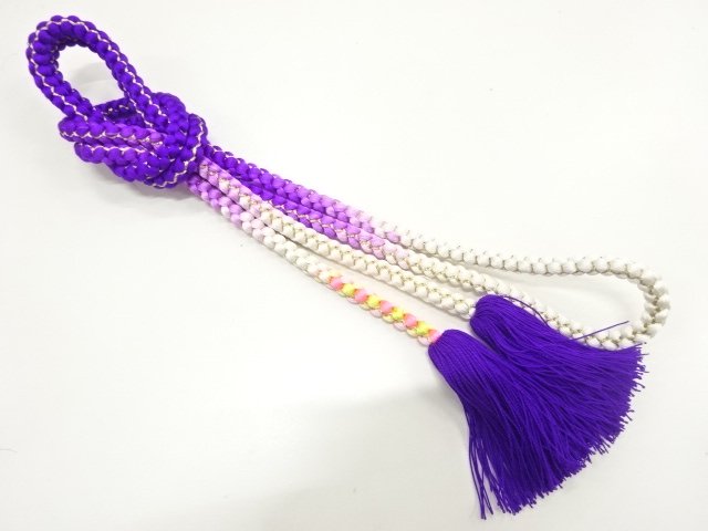 JAPANESE KIMONO / HAND-TIED OBIJIME CORD / SILK
